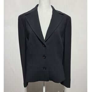 Ann Taylor NWT Woman's Black 3 Button Front Pleated Blazer Size 12